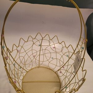 Yellow Wire Basket with Handle